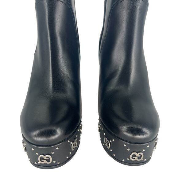 Gucci Black Janaya Platform GG Studded Tall Knee High Boot - Picture 10 of 16